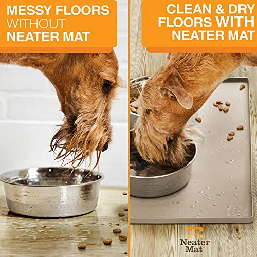 Neater Pet Brands Neater Mat - Waterproof Silicone Pet Bowls Mat - Protect Floors From Food & Water (19" X 12", Cappuccino) 7 Neater Pet Brands Neater Mat - Waterproof Silicone Pet Bowls Mat - Protect Floors From Food & Water (19" X 12", Cappuccino) - Image 5