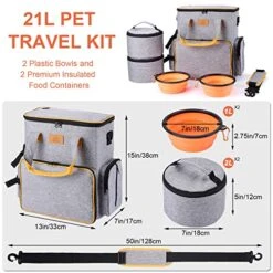 Dog Travel Bag, Ownpets Large 21L Travel Bag For Dogs With Multi Pockets, 2 Dog Food Carrier Bags And 2 Pet Collapsible Bowls, Airline Approved Pet Travel Bag With Built-in Waste Bag Dispenser -Zoo Shop 51F2IMcscML