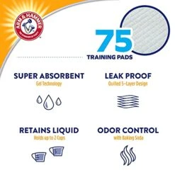 Arm & Hammer For Dogs Training Pads For Stay-at-Home Dogs | New & Improved Super Absorbent, Leak-Proof, Odor Control Quilted Dog Training Pads With Baking Soda | 75 Count Wee Wee Pads,White 19 Arm & Hammer For Dogs Training Pads For Stay-at-Home Dogs | New & Improved Super Absorbent, Leak-Proof, Odor Control Quilted Dog Training Pads With Baking Soda | 75 Count Wee Wee Pads,White -Zoo Shop 51F3zqFn7MS