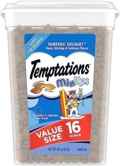 TEMPTATIONS MixUps Crunchy And Soft Cat Treats, Surfer's Delight Flavor, 30 Oz. Tub -Zoo Shop 51F8HeV53nL. AC