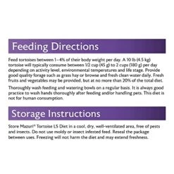 Mazuri | Tortoise LS Diet For African Spurred/Sulcata, Desert, Egyptian, Galapagos, Gopher, Greek, Leopard, Pancake, Radiated Or Yellow-Footed Tortoise, | 12 Ounce (12 OZ) Bag -Zoo Shop 51FYtR2M87L