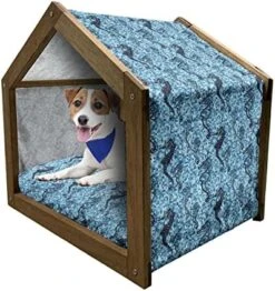 Ambesonne Vineyard Wooden Pet House, Fruit Patterned Juicy Organic Yummy Food Cottage Life Design, Indoor & Outdoor Portable Dog Kennel With Pillow And Cover, Large, Purple Green -Zoo Shop 51FZcJsSEhL. AC