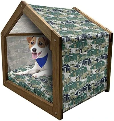Ambesonne Pineapple Wooden Pet House, Tropical Fruit Pattern In Pastel Colors Juicy Nutritious And Ripe Summer Food, Indoor & Outdoor Portable Dog Kennel With Pillow And Cover, Medium, Multicolor 8 Ambesonne Pineapple Wooden Pet House, Tropical Fruit Pattern In Pastel Colors Juicy Nutritious And Ripe Summer Food, Indoor & Outdoor Portable Dog Kennel With Pillow And Cover, Medium, Multicolor - Image 6