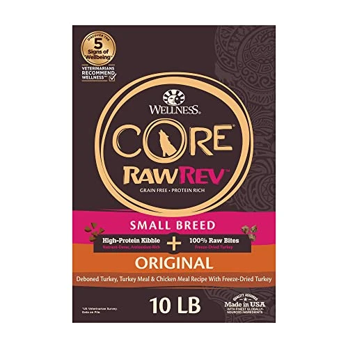 Wellness CORE RawRev Grain-Free Dry Small Dog Food, Natural Ingredients, Made In USA With Real Freeze-Dried Meat (Adult, Small Breed, 10 Lbs) 3 Wellness CORE RawRev Grain-Free Dry Small Dog Food, Natural Ingredients, Made In USA With Real Freeze-Dried Meat (Adult, Small Breed, 10 Lbs)