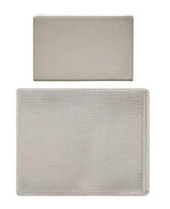 Gorilla Grip Pet Feeding Mat And Honeycomb Cat Litter Mat, Both In Beige Color, Feeding Mat Size 18.5x11.5, Cat Mat Size 24x15, Water Resistant, 2 Item Bundle