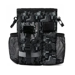 GENERIC Qpuppy Dog Treat Training Pouch – Easily Carries Pet Toys, Kibble, Treats – Built-in Poop Bag Dispenser – 4 Ways To Wear Military Black (Camo Black)