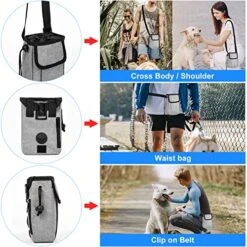 Airline Approved Dog Travel Bag With 2 Dog Treat Training Pouches, Dog Tote Organizer For Weekend Pet Travel Supplies & Accessories, 2 Collapsible Dog Bowls, 2 Travel Dog Food Container (Grey) -Zoo Shop 51FzRp2L0oL