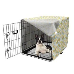 Ambesonne Exotic Dog Crate Cover, Hand Drawn Pineapples And Hearts Doodle Fresh Summer Food Illustration, Easy To Use Pet Kennel Cover For Small Dogs Puppies Kittens, 22 Inch, Yellow Sea Green Black -Zoo Shop 51G2PzcvK0L