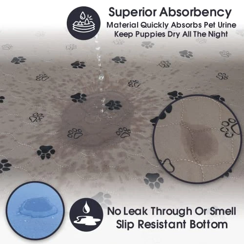 Washable Pee Pads Dogs With Puppy Grooming Gloves,Reusable,Waterproof,Non-Slip,Super Absorbing Pet Pads Dog Bed Mat,Whelping Pads,Dog Playpen Mat,Pee Pad For Guinea Pig Cage,(2-Pack) 18"X24" 5 Washable Pee Pads Dogs With Puppy Grooming Gloves,Reusable,Waterproof,Non-Slip,Super Absorbing Pet Pads Dog Bed Mat,Whelping Pads,Dog Playpen Mat,Pee Pad For Guinea Pig Cage,(2-Pack) 18"X24" - Image 3