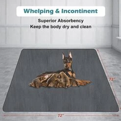 INVENHO Washable Pee Pads For Dogs 72"x72" Reusable Dog Pads Extra Large Upgrade Non-Slip Dog Pee Pads Heavy Absorbency Puppy Pee Pads Quick Dry Whelping Pads/Waterproof Puppy Training Pad -Zoo Shop 51GJsCTBumS