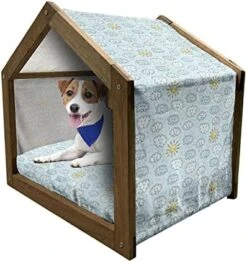 Ambesonne Banana Wooden Dog House, Graphic Illustration Of Tropical Fruit Ripe And Healthy Exotic Food, Indoor & Outdoor Portable Dog Kennel With Pillow And Cover, X-Large, Pale Green Yellow -Zoo Shop 51GWMcMgjnL. AC