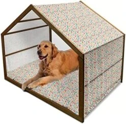 Ambesonne Avocado Wooden Dog House, Fresh Summer Food Theme As Half Piece Of Multiple Avocado Warm Backdrop, Indoor & Outdoor Portable Dog Kennel With Pillow & Cover, 2X-Large, Multicolor -Zoo Shop 51GZC0PIU L. AC