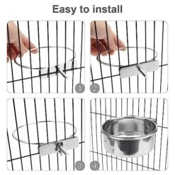 Wontee Pet Food Water Bowl With Clamp Holder Stainless Steel Feeding Cups Feeder For Dog Bird Parrot Cat Rabbit, 2 Packs (M) -Zoo Shop 51Ggzw0r4nL