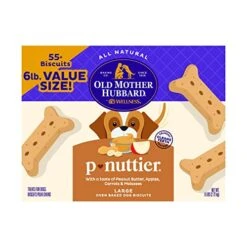 Old Mother Hubbard By Wellness Classic P-Nuttier Value Box Natural Dog Treats, Crunchy Oven-Baked Biscuits, Ideal For Training, Large Size, 6 Pound Box