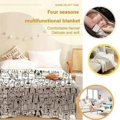 Pet Group Dogs Black And White Blanket Super Soft Cozy Throw Blanket, Lightweight Fuzzy Comfy Textured Flannel Blanket Winter Warm, Sofa, Bed, 30x50 Inches -Zoo Shop 51GwoxUj9eL