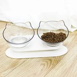 Pet Food & Water Bowls With Stand Base,Anti-Skid Cat Feeder Transparent Bowl Pet Food Dish -Zoo Shop 51GwzSRFM2L