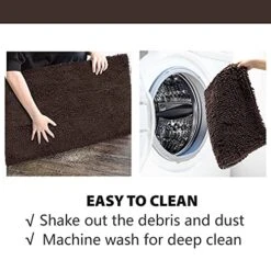 PEOPLE&PETS Indoor Dog Chenille Rug Dogs Mud Mat Pet Food Mats For Floors Dirty Mud Paws Rugs Low-Profile Doormat For Dogs Muddy Pawprints, Pet Entry, Back Door, Mud Room, Paw Gray, 20x31, Brown -Zoo Shop 51H3cm56CpL