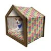 Lunarable Desert Wooden Pet House, Stacks Of Colorful Macaroons Cream Tone Backdrop Traditional French Food, Outdoor & Indoor Portable Dog Kennel With Pillow And Cover, Medium, Multicolor -Zoo Shop 51HMjJ5Kr5L