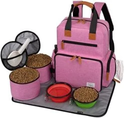Modoker Dog Travel Bag, Airline Approved Backpack For Pet Accessories Organizer, Tote Weekend Bag With 2 Dog Food Storage Containers, 2 Collapsible Dog Bowls, 1 Pet Mat, Black -Zoo Shop 51HQVtn50xL. AC