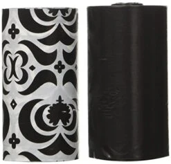 NANDOG Pet Gear 16 Pack Waste Bag Replacements, Black/White Damask