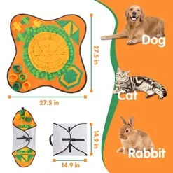 Snuffle Mat For Dogs, Nobleza Sniff Mat For Dogs To Encourage Natural Foraging Skills, Interactive Training Slow Feeding Dog Sniffing Mat Puzzle For Stress Relief Small Medium Large Dogs (27.5"x27.5") -Zoo Shop 51HwSulgHnL