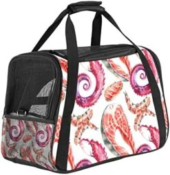 Pet Carrier Color Seafood Pattern Soft-Sided Pet Travel Carriers For Corgi,Cats,Dogs Puppy Comfort Portable Foldable Pet Bag Airline Approved -Zoo Shop 51IDLnyixQL. AC
