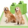 MIZOK Bamboo Dog Pads Odor Eliminating 36x36in XXXL Dog Training Pads, 11 Cups Super Absorbent Leak-Proof Dog Pee Pads With Adhesive Tabs, Disposable Green Color (30 Counts) -Zoo Shop 51IOavu9LqL