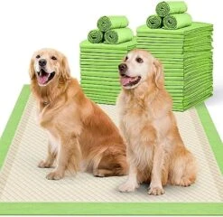 MIZOK Bamboo Dog Pads Odor Eliminating 36x36in XXXL Dog Training Pads, 11 Cups Super Absorbent Leak-Proof Dog Pee Pads With Adhesive Tabs, Disposable Green Color (30 Counts) -Zoo Shop 51IOavu9LqL. AC