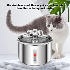 AZZXZQYU Cat Water Fountain Stainless Steel, 67oz/2L Dog Water Dispenser, Automatic Pet Water Fountain With Ultra Quiet Pump And Water Level Window For Cats,Dogs,Multiple Pets