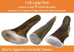 Deluxe Naturals Elk Antler Chews For Dogs | Naturally Shed USA Collected Elk Antlers | All Natural A-Grade Premium Elk Antler Dog Chews | Product Of USA, 1-LB Pack Large Cuts -Zoo Shop 51Ib7e9q9tL