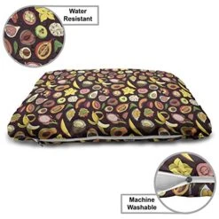 Lunarable Tropical Pet Bed, Juicy Veggie Food Pattern On Dark Background Exotic Arrangement Cartoon, Chew Resistant Pad For Dogs And Cats Cushion With Removable Cover, 24" X 39", Multicolor -Zoo Shop 51Ieg8pmQyL