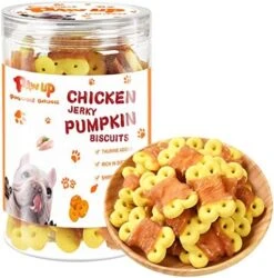 PAWUP Dog Treats Chicken Wrapped Biscuits Pumpkin Sticks, Rawhide Free Soft Chewy W/Taurine, Dog Training Treats,12.5oz -Zoo Shop 51Ig gCZjEL. AC