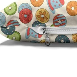 Ambesonne Food Pet Bed, Colorful Sketch Of Glazed Donuts In Sprinkles And Hot Drink Cups Pattern, Chew Resistant Pad For Dogs And Cats Cushion With Removable Cover, 24" X 39", Eggshell And Multicolor -Zoo Shop 51Iggbq9q5L