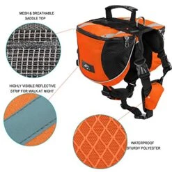 Lifeunion Polyester Dog Saddlebags Pack Hound Travel Camping Hiking Backpack Saddle Bag For Small Medium Large Dogs (Orange,L) -Zoo Shop 51IwEmUUm0L