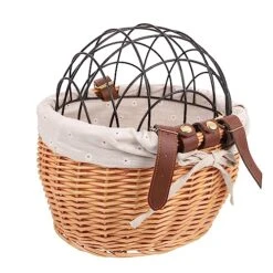 Kisangel Bicycle Basket Woven Storage Basket Dog Accessories For Small Dogs Weave Basket Woven Bike Baskets Dog Basket For Bike Cat Bike Carriers Iron Front Bike Basket Pet Bike Basket Pet