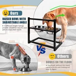 Emfogo Dog Food Bowls Raised Dog Bowl Stand Feeder Adjustable Elevated 3 Heights 5in 9in 13in With Stainless Steel Food Elevated Dog Bowls For Large Dogs And Cats 16.5x16 Inch,Patented 17 Emfogo Dog Food Bowls Raised Dog Bowl Stand Feeder Adjustable Elevated 3 Heights 5in 9in 13in With Stainless Steel Food Elevated Dog Bowls For Large Dogs And Cats 16.5x16 Inch,Patented -Zoo Shop 51J7PyPRTRL