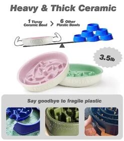 Tivray Slow Feeder Dog Bowls Large Breed, 3 Cups Dog Bowl Slow Feeder Ceramic Dog Slow Feeder Bowl, Puzzle Dog Food Bowls Slow Feeder Bowl For Fast Eaters, Slow Eating Dog Bowl For Medium Large Dogs -Zoo Shop 51JV35jxcZL