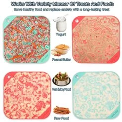 Knitly Licking Pads For Dogs 2Pcs, Slow Feeder Mat With Strong Suction Cups For Large Medium Small Dog, Boredom And Anxiety Reducer Perfect For Food, Treats, Yogurt And Peanut Butter