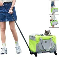 H.S.C PET Light Green Soft Cat Carrier For Pet,Detachable Rolling Carrier With Wheels For Small Animal Like Bunny Kittens Puppy,for Traveling/Hiking/Camping (with Drawbar) 13 H.S.C PET Light Green Soft Cat Carrier For Pet,Detachable Rolling Carrier With Wheels For Small Animal Like Bunny Kittens Puppy,for Traveling/Hiking/Camping (with Drawbar) -Zoo Shop 51JYS5U40sL. AC