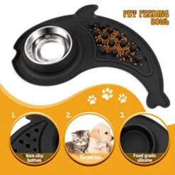POPETPOP Slow Feeder Dog Bowl - Stainless Steel Pet Bowl With No-Slip Silicone Mat, Slow Feeding And Pet Water Bowl Set For Dogs Cats And Pets -Zoo Shop 51Jd0IxPCEL