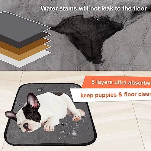 CBBPET Washable Dog Pee Pads Dog Pee Pad,Dog Bed Waterproof Dog Mat Non-Slip Puppy Potty Training Pads For Dogs (18*24-Grey*4-New) 5 CBBPET Washable Dog Pee Pads Dog Pee Pad,Dog Bed Waterproof Dog Mat Non-Slip Puppy Potty Training Pads For Dogs (18*24-Grey*4-New) - Image 3