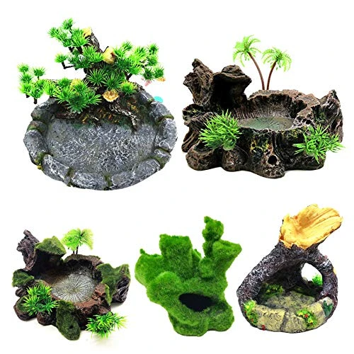 Aquarium Decoration Plant Resin Simulation Pot Turtle Lizard Climbing Pet Food Bowl Fish Tank Decoration Aquarium Supplies C 4 Aquarium Decoration Plant Resin Simulation Pot Turtle Lizard Climbing Pet Food Bowl Fish Tank Decoration Aquarium Supplies C - Image 2