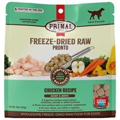 Primal Freeze Dried Dog Food Pronto Chicken, Complete & Balanced Scoop & Serve Healthy Grain Free Raw Dog Food, Crafted In The USA (16 Oz)