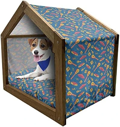 Ambesonne Peppers Wooden Pet House, Pattern Of Chili Peppers With Dotted Background Vegan Spicy Food Theme, Indoor & Outdoor Portable Dog Kennel With Pillow And Cover, Medium, Vermilion Ruby Green 15 Ambesonne Peppers Wooden Pet House, Pattern Of Chili Peppers With Dotted Background Vegan Spicy Food Theme, Indoor & Outdoor Portable Dog Kennel With Pillow And Cover, Medium, Vermilion Ruby Green - Image 13