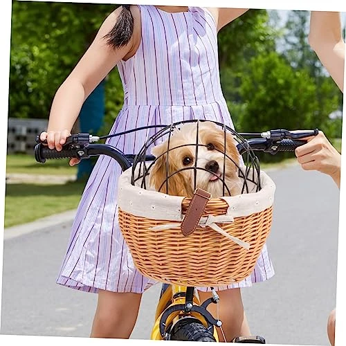 Kisangel Bicycle Basket Woven Storage Basket Dog Accessories For Small Dogs Weave Basket Woven Bike Baskets Dog Basket For Bike Cat Bike Carriers Iron Front Bike Basket Pet Bike Basket Pet 5 Kisangel Bicycle Basket Woven Storage Basket Dog Accessories For Small Dogs Weave Basket Woven Bike Baskets Dog Basket For Bike Cat Bike Carriers Iron Front Bike Basket Pet Bike Basket Pet - Image 3