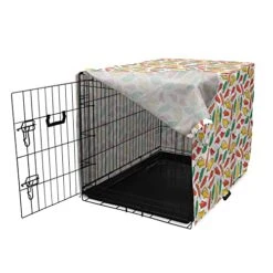 Lunarable Pepper Dog Crate Cover, Vegetarian Food And Vegetables Pattern Exotic Hot Ingredients Mexican Cusine Element, Easy To Use Pet Kennel Cover For Small Dogs Puppies Kittens, 48 Inch, Multicolor -Zoo Shop 51KWdoh2eIL