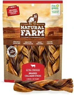 Natural Farm Braided Collagen Chews For Dogs (6 Inch, 10 Pack), Collagen Sticks, Natural Dog Chews, Long Lasting, For Small, Medium And Large Dogs, Odor-Free, Rawhide Alternative -Zoo Shop 51LFVVQpAsL. AC