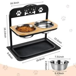 Elevated Dog Bowls 4 Height Adjustable Raised Dog Bowl With Two 1.5L Stainless Steel Dog Food Bowls And Spill Proof Mat, Unique Design Dog Bowls For Small Medium Large Dogs And Pets. -Zoo Shop 51LamYB2JiL