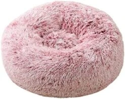 YangYan Super Soft Pet Bed Kennel Dog Round Cat Winter Warm Sleeping Bag Long Plush Puppy Cushion Mat Portable Cat Supplies 46/50/60cm (Color : White Brown, Size : 35cm) -Zoo Shop 51LnI3G4GcL. AC