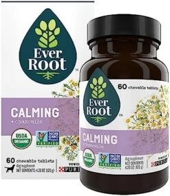 EverRoot Dog Supplements For Dog Stress And Anxiety Relief By Purina, Calming, Chewable Tablet With Chamomile - 4.23 Oz. Canister -Zoo Shop 51LnNkZ30UL. AC